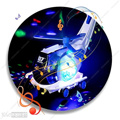 Image of Kids Mandi Musical Helicopter Toy with Lights and Sound | Universal Wheel, Bump N Go Action