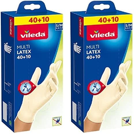 Vileda Disposable Multi Latex Gloves, Powder-Free, Ambidextrous Wear, Small/Medium, Pack Of 100, White 2319700