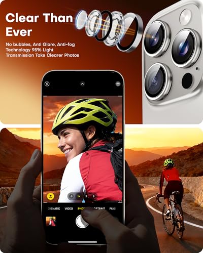 Image of TOCOL for iPhone 16 Pro Max Camera Lens Protector /iPhone 16 Pro Camera Lens Protector Tempered Glass HD Individual Scratch Resistant Cover Accessories Case Friendly 2 Pack(Gray)