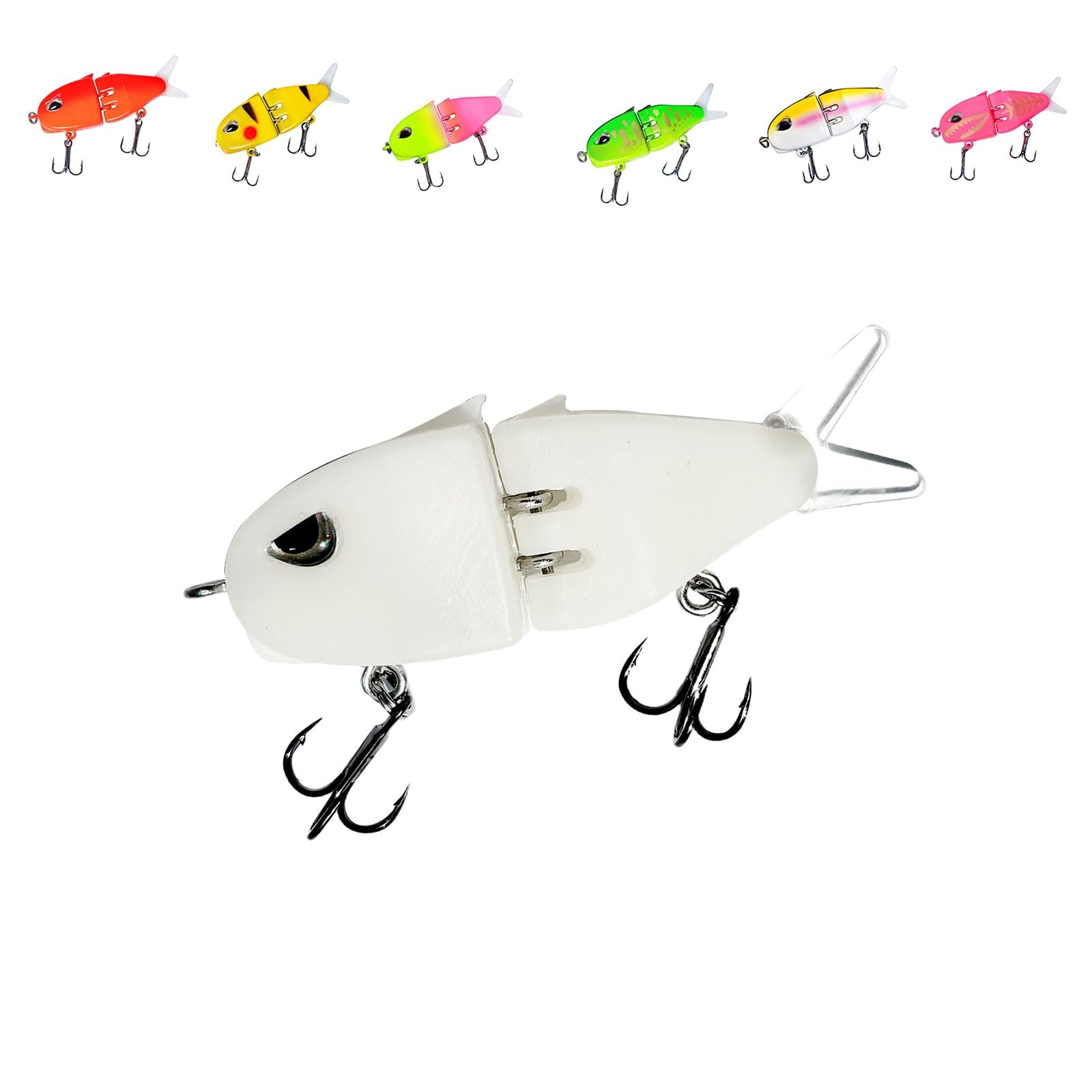 Mini Glide Bait for Bass Fishing Small Glide Multi-Jointed Swimbait Wobbler Slow Sinking Swimming Bait with Double Hook for Freshwater Saltwater Bass