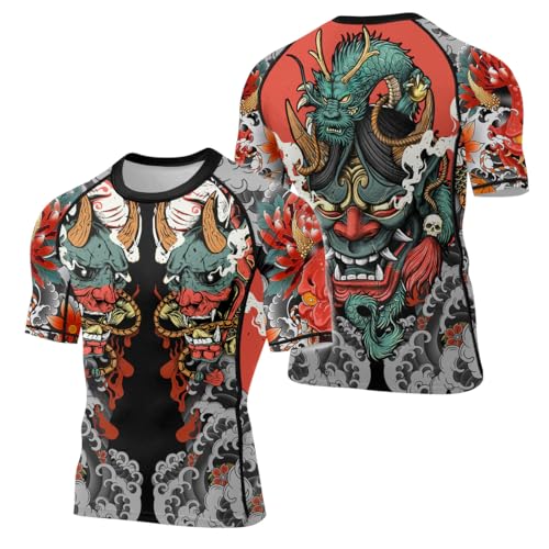 Samurai Rash Guard for Men Short Sleeve Compression Baselayer Skins Performance Rash Guard MMA BJJ Jiu Jitsu