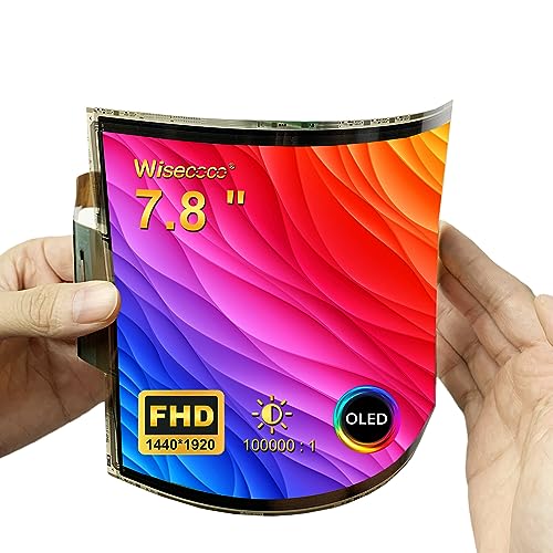 Image of wisecoco 7.8 inch Flexible Display Curved Bendable Screen FHD 1440 * 1920 AMOLED Display with HDMI Driver Board OLED Monitor Without Enclosure Kit for DIY Prototype Demo