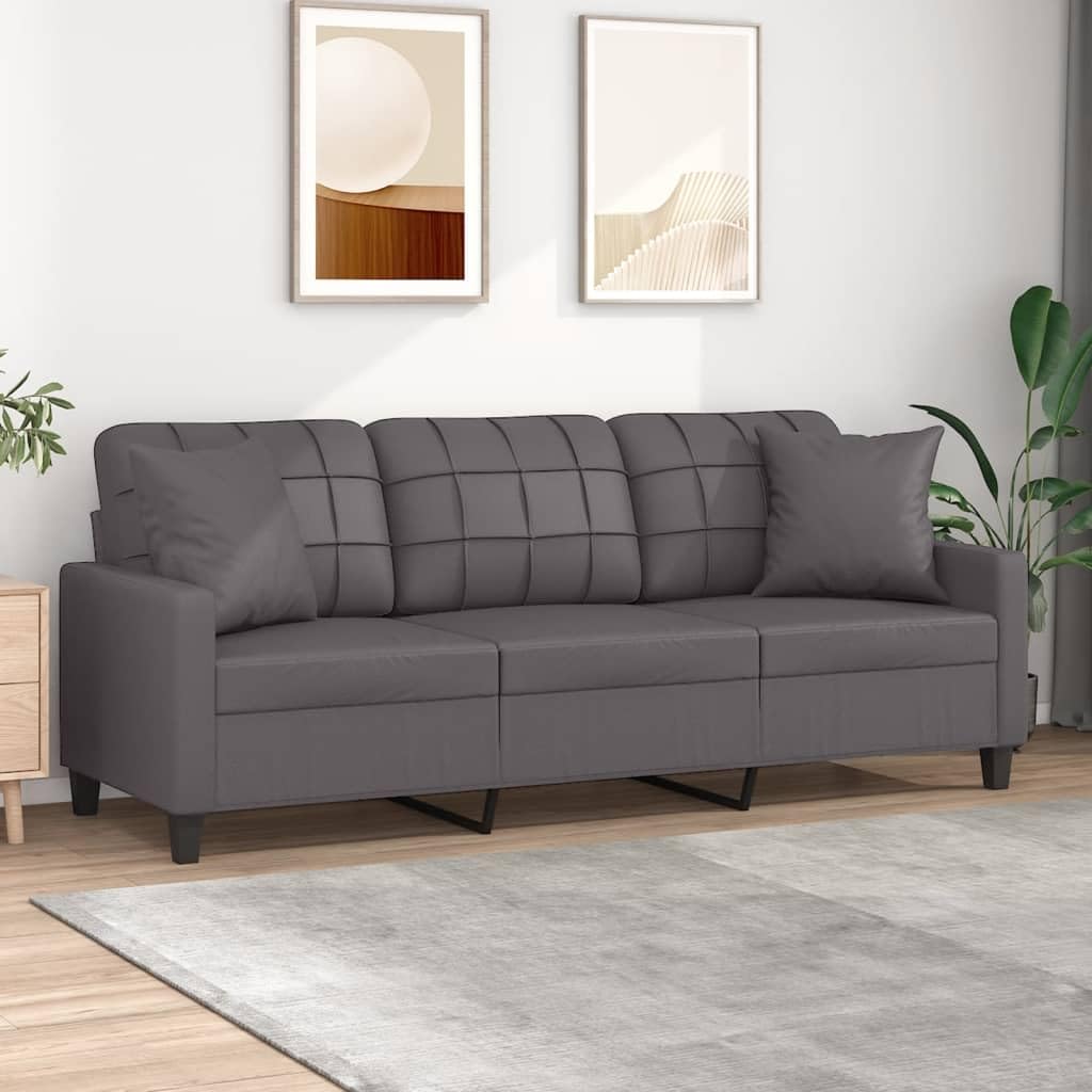 Gecheer Sofá de 3 Plazas Moderno, Cómodo y Estable, Color Gris, para Salón y Descanso