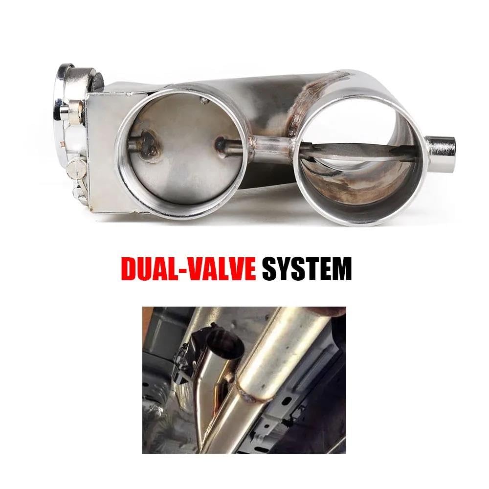 Terminale di Scarico Kit Ritaglio Scarico Elettrico Doppio da 2.25'' 2.5" E 3" con Valvola Controllo Scarico A Y con A Doppia Valvola 1 Trascinamento Punta di Scarico Coda(2.5INCH)