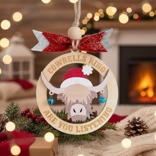Funny Highland Cow Christmas Ornaments, Western...