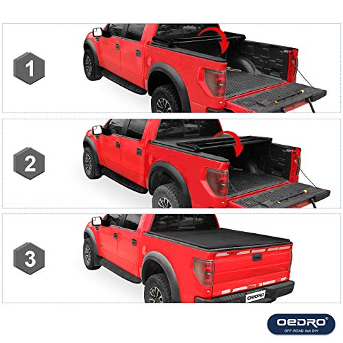 Oedro Upgraded Soft Tri Fold Truck Bed Tonneau Cover On Top Compatible With 2002 2020 Dodge Ram 1500 Incl 2019 New Body 2003 2018 Dodge Ram 2500 3500 With 6 4ft Bed Fleetside Without Ram Box