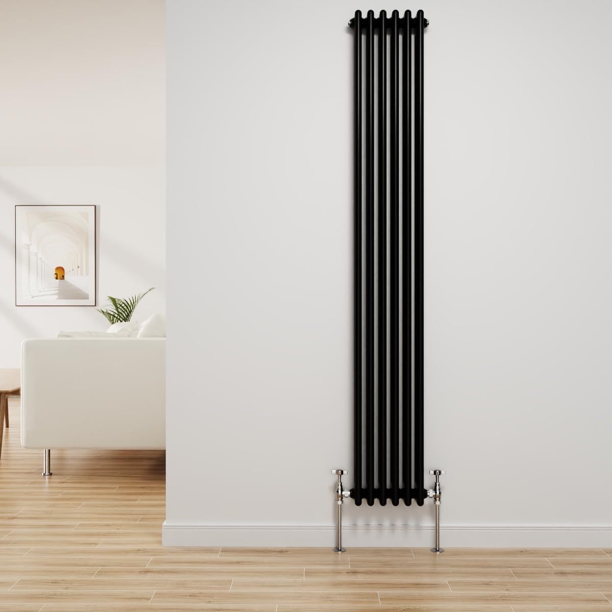 NRG Traditional Radiator Black Cast Iron 3 Column Vertical Central Heating Bathroom Radiators 1800x292mm โ image 1