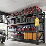 Fesbos 9000LBS Metal Steel Storage Shelves - 75' W Black 4 Tier Heavy Duty Rack Commercial Industrial Shelving with Adjustable Shelf for Basement Garage Warehouse - 75' W x 24' D x 70' H