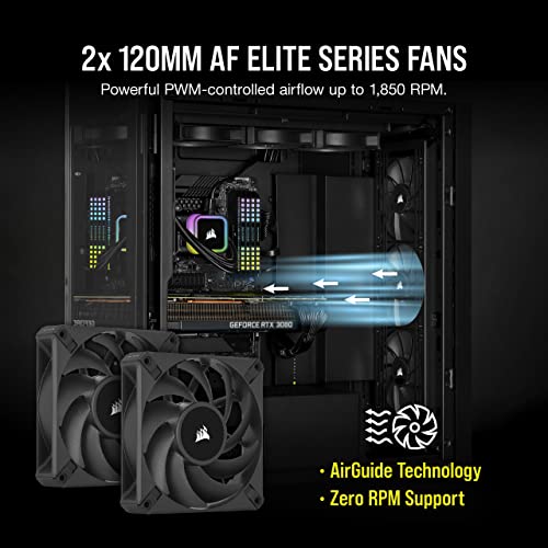 Corsair iCUE H100i RGB Elite Liquid CPU Cooler (16 Dynamic RGB LEDs, 120mm AF Elite Series FDB Fans, 240mm Radiator, iCUE Software Compatible, LGA 1700, 1200, 115X, 2066, and AM4 Sockets) Black