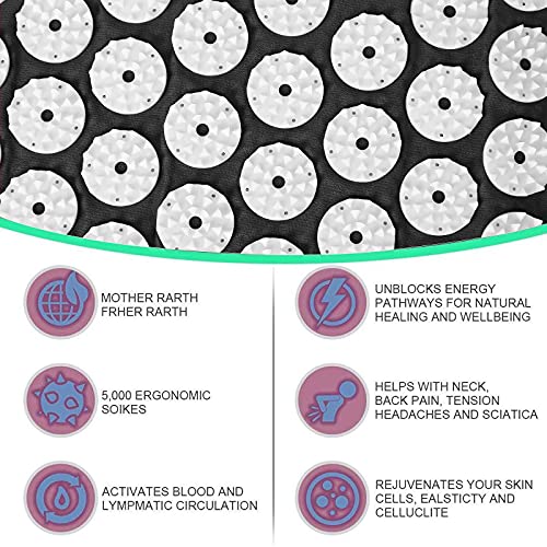 Angelkiss Akupressur-Set Akupressurmatte mit Kissen zur Wohltuenden Entspannung und Massage, Linderung von Rückenschmerzen Kopf-Nackenschmerzen, Stress Schlafstörungen zu Hause, ins Büro, Schwarz-Weiß