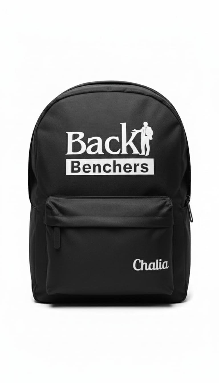 Back Benchers Black Canvas Laptop Backpack, Waterproof Lightweight Unisex Daypack for College, School & Travel – 40×20×20 cm-image-16