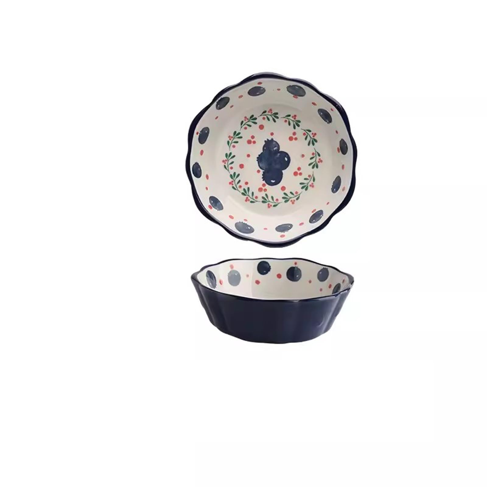 IROEJT Salad Bowls 2 Pcs Ceramic Fruit Salad Bowl Cute Tableware Home 6-Inch Noodle Bowl Kitchen Soup Bowls，8
