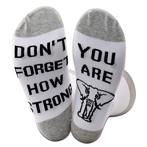 JXGZSO Elephant Socks Don't Forget How Strong You Are Inspitaional Elephant Quote Socks Elephant Lover Gift (White-elephant)