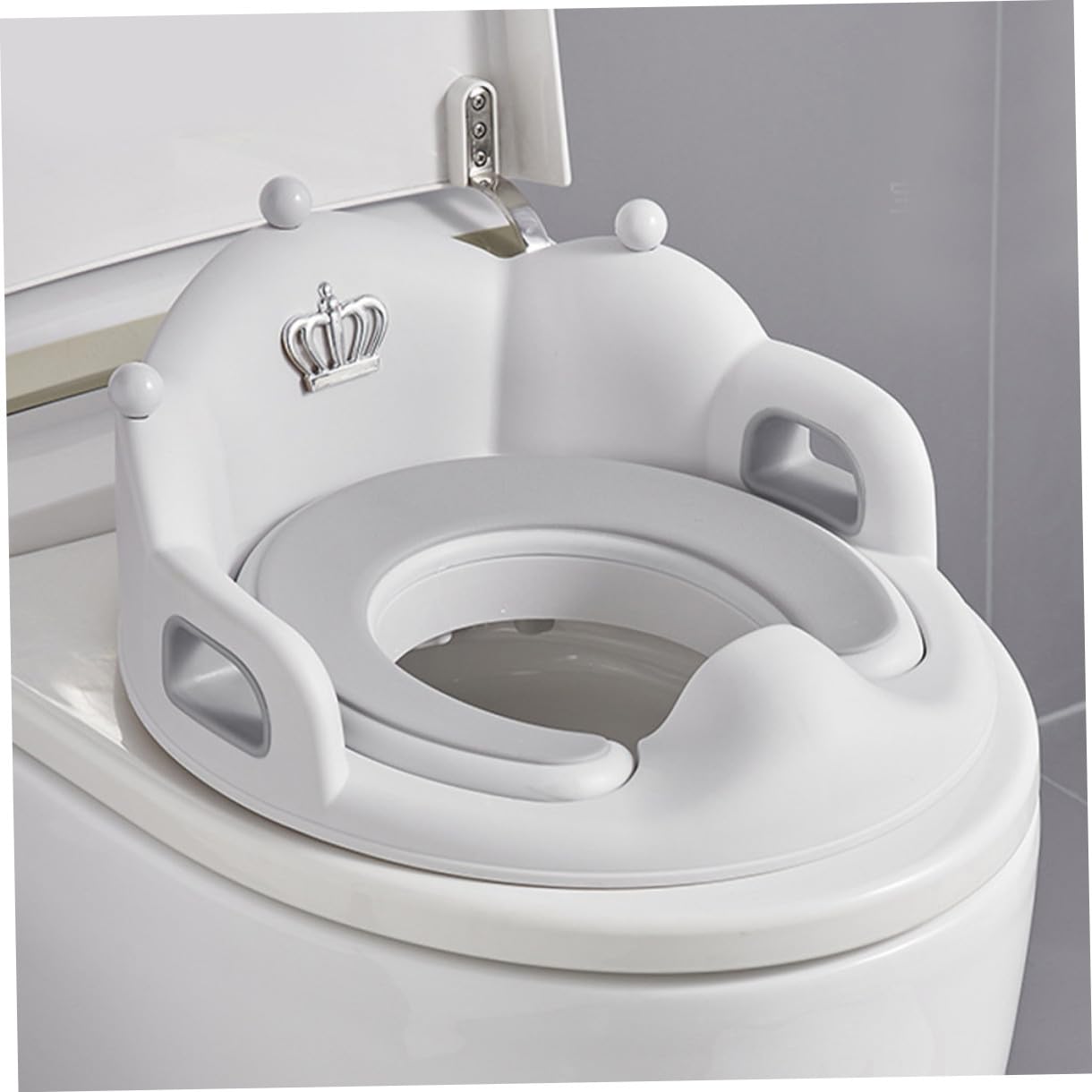 Asiento de Inodoro Grande para Entrenamiento de Orinal para Bebés, Cojín Acolchado Antideslizante, Asiento Niñas, Color Gris, Uso Doméstico y Cómodo