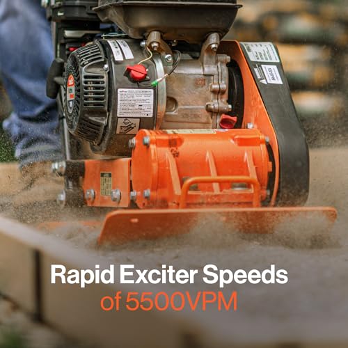 Image of SuperHandy Plate Compactor Rammer 7 HP Gas Engine 4200-Pounds of Compaction Force Rammer Jumping Jack Tamper 20 x 15 Inch Plate for Paving Landscapes Sidewalks Patios EPA /CARB Compliant