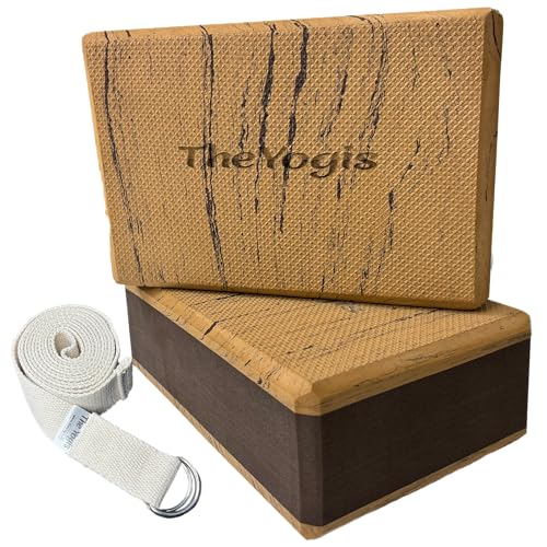 Image of The Yogis Yoga Blocks Set of 2 and Belt for Stretching, Balancing,Yoga Accessories for Women & Men Yoga Equipment with Strap