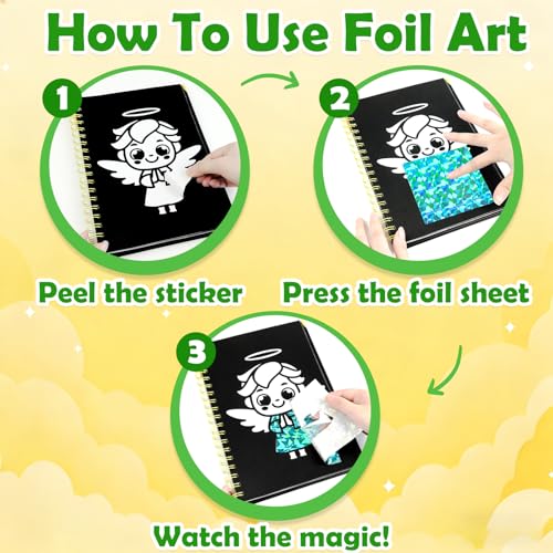 Image of FUNNYB&G Mess-Free Foil Art Craft for Kids Ages 4-10, Kids Birthday Gift