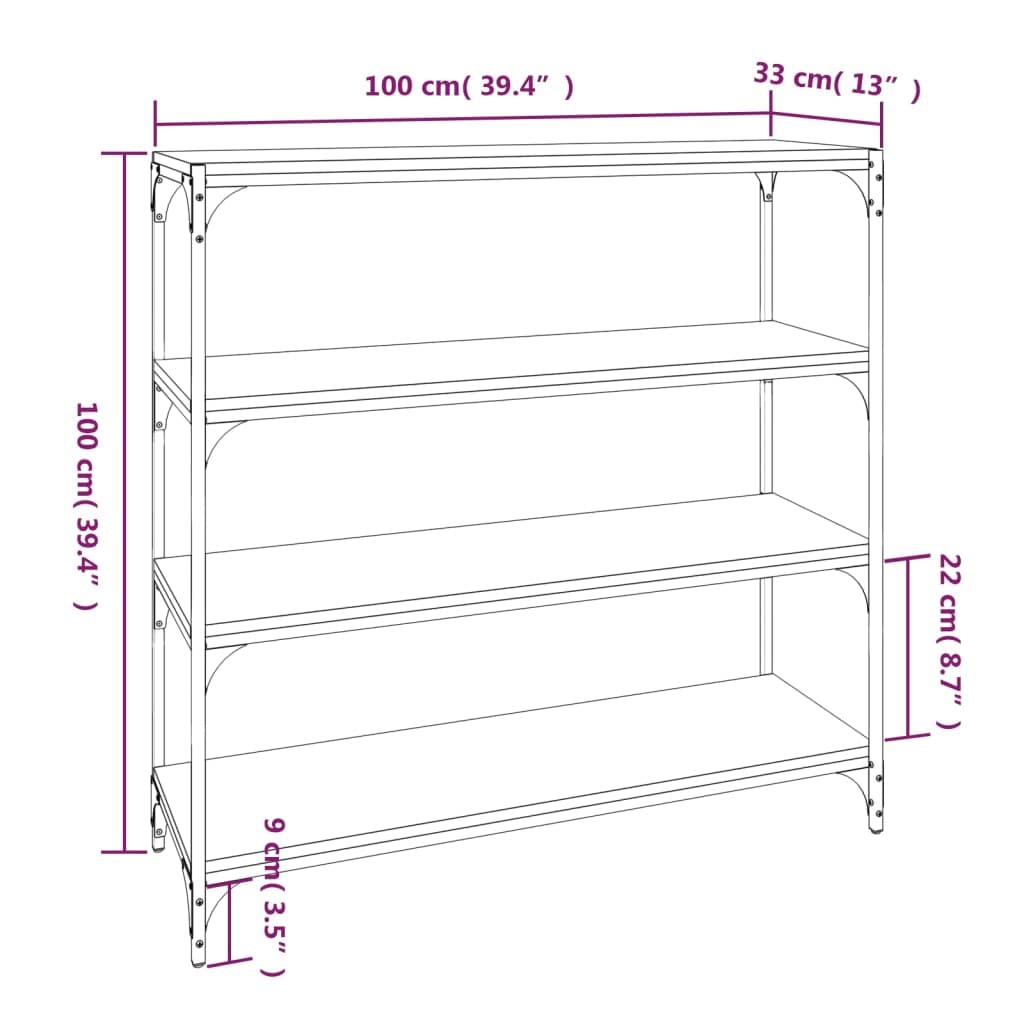 Generisch Bücherregal Räuchereiche 100x33x100 cm Holzwerkstoff und Stahl,Möbel,Regalsysteme,Bücherregale Bücherschränke-819359