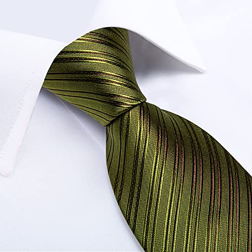 Image of DiBanGu Mens Silk Necktie Solid Color Tie and Pocket Square Cufflink Tie Clip Set Woven Plain Ties for Men Wedding Party