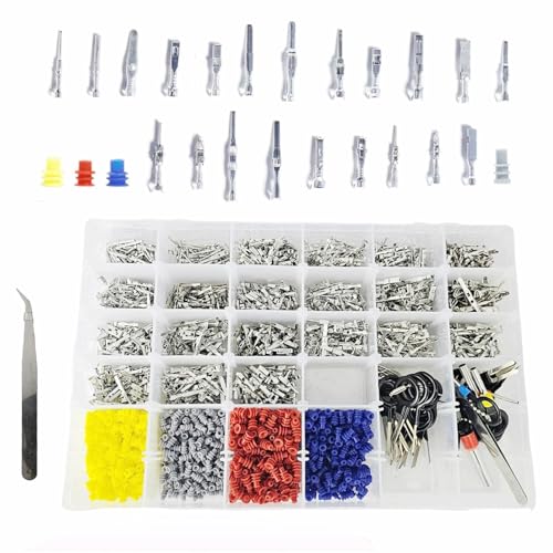 2250pcs Car Electrical Terminal Male Female Crimp Seals Automotive Wire Connectors pin kit Terminal Removal Male Female Crimp Pins Non-Insulated Plug 1/1.5/1.8/2.2/2.8/3.5mm Auto Non-Insulated Plug