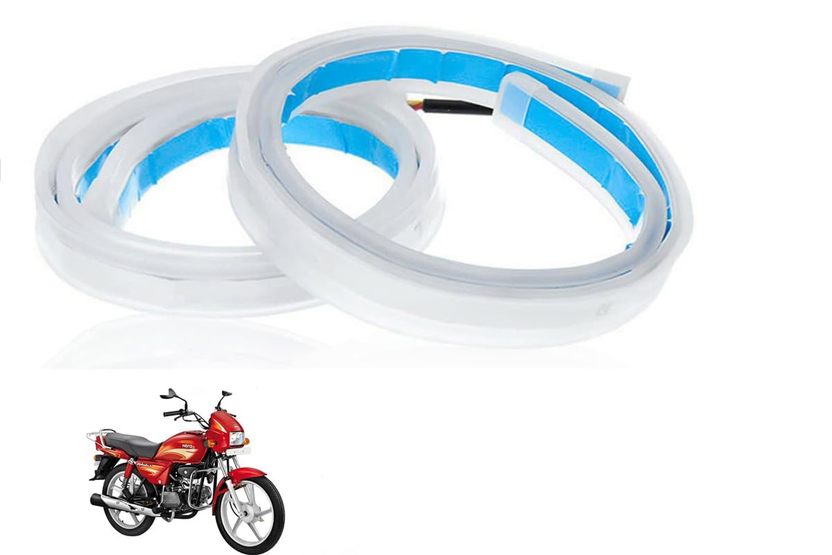 Smarter Ride Set of 2 Ultra-fine 60cm Drum DRL Turn Signal LED Strip | Daytime Running Light | Flexible | Tube Guide Bike LED Strip | White and Yellow Compatible with Hero Splendor i Smart BS6-image-8