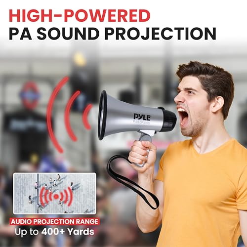 Bullhorn portátil para alto-falante Megafone – Compacto e operado com bateria de 20 watts, microfone