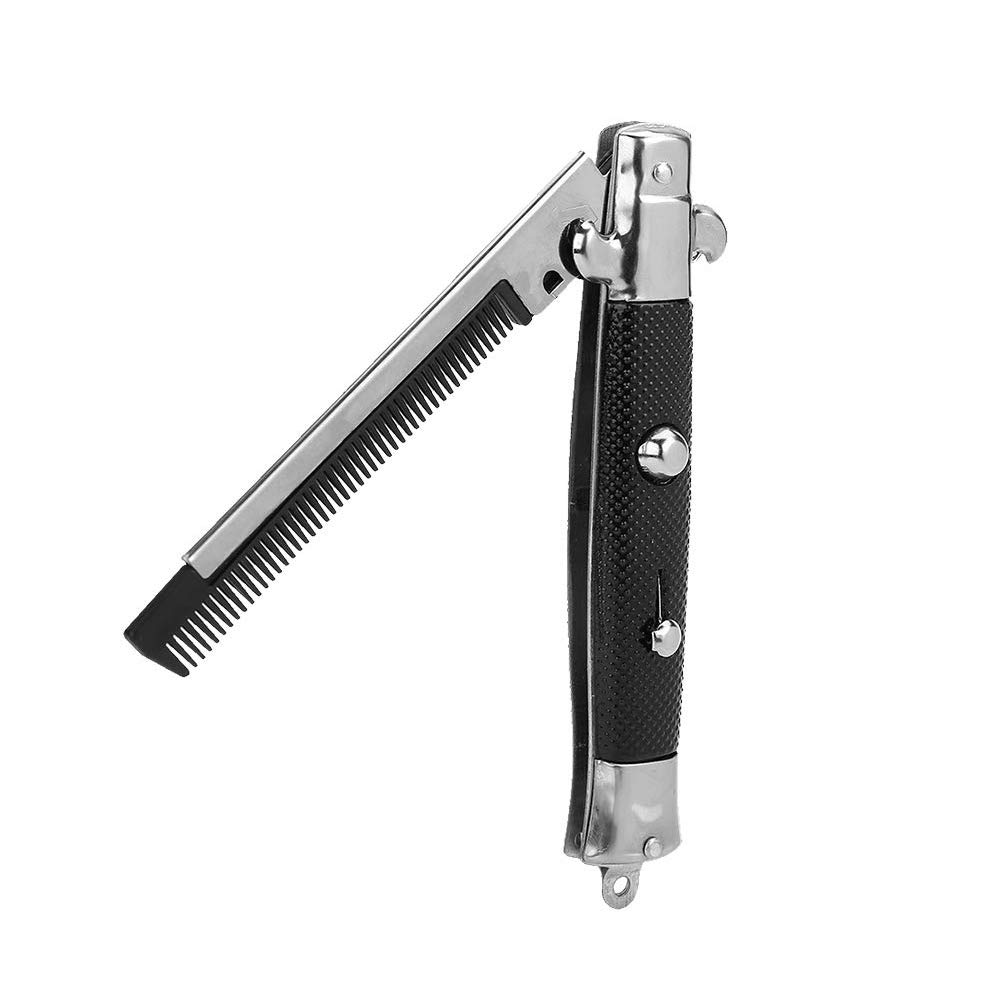 Nagoyuki Peine de Barba Plegable de Acero Inoxidable Herramientas de Peinado Cambiar Combo Bolsillo Peine de Pelo Manejar Redondo