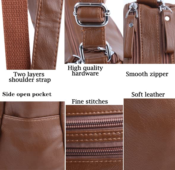 Image of ELDA 10 Pockets Crossbody Purses for Women Medium Pocketbooks Lightweight Ladies Satchel Bag Multi Pocket Shoulder Handbag
