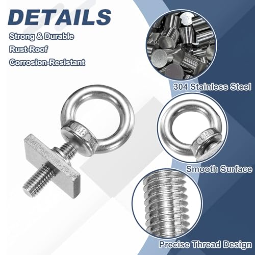 Anillo de elevación en acero inoxidable 304 M8 con kit de tuercas y arandelas 3