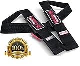 Neoprene Padded Weight Lifting Straps - In Red & Black - Hand Crafted for Wrist Comfort & Lifting Power - Best Cotton Weightlifting Strap That Enhance Grips & Strong Enough for Your Heavy Duty Pro Bodybuilding Dead Lifting Workout - Crown Gear Magnet Straps Regular or X-grip - 1 Year Replacement Warranty