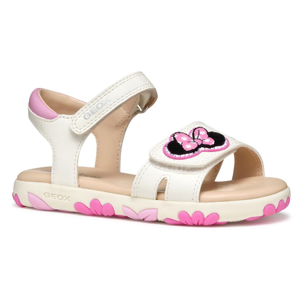 Geox J SANDAL HAITI GIRL, Girls’ Sandal, White/Dk Pink,
