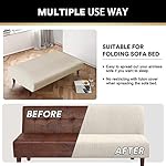 PrinceDeco Stretch Armless Futon Cover Futon Slipcover Full Queen Size Couch Cover Futon Sofa Bed Cover Furniture Protector with Elastic Bottom, Machine Washable, Biscotti Beige - Image 4