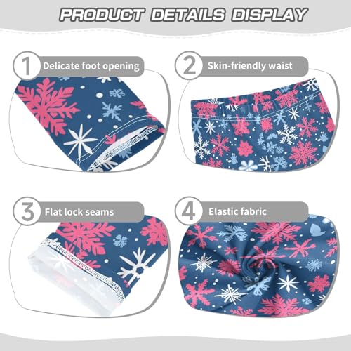 Christmas Pattern Big Small Snowflakes Kids Baby Girls Cotton Leggings Comfortable High Waisted Workout Pants Gym3