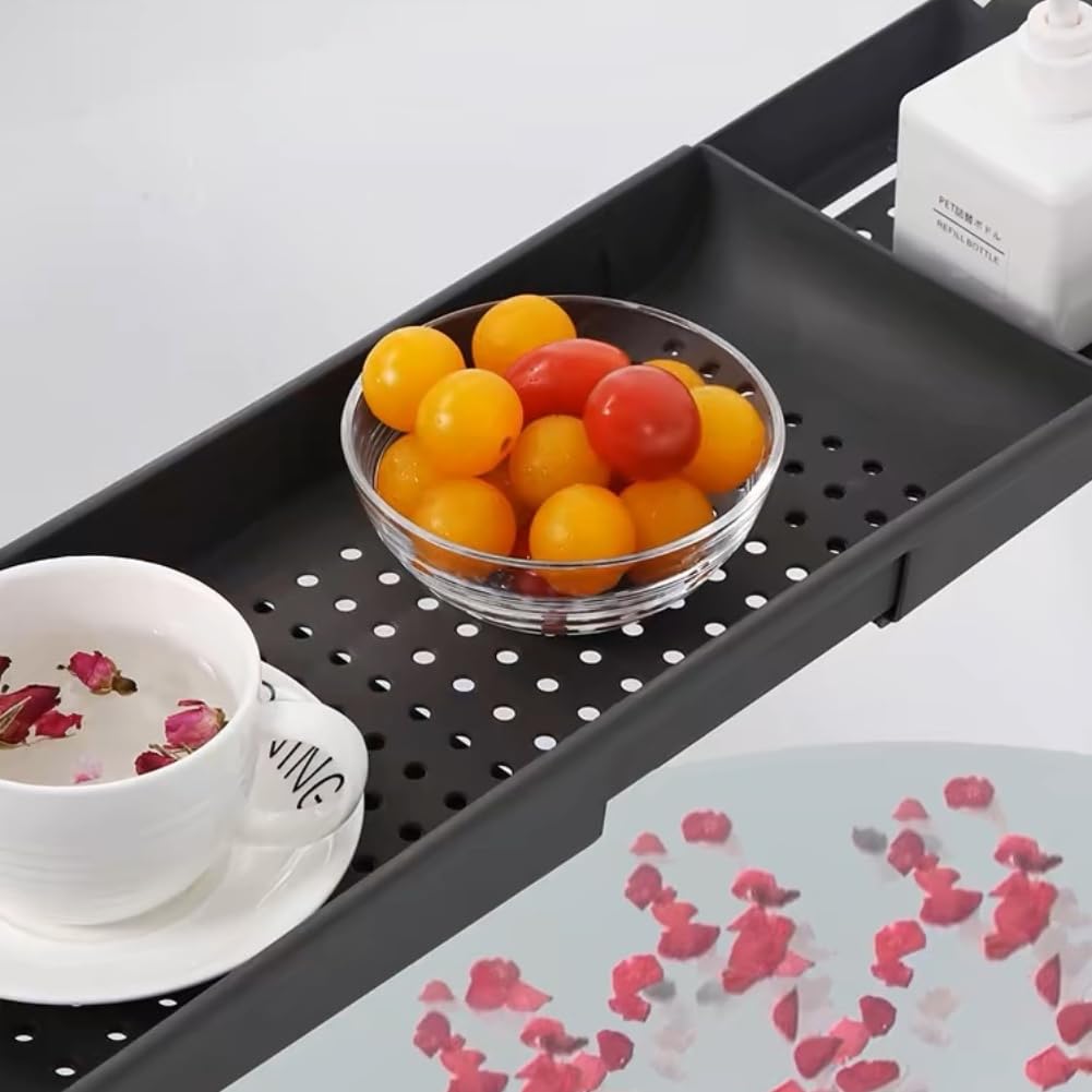 Étagère De Baignoire Extensible Et Antidérapante - Blanc, Plateau Organisateur Multifonction