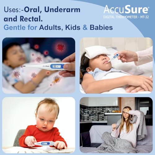 Image of AccuSure Mercury-Free Digital Thermometer With Transparent Storage Case (White 1)