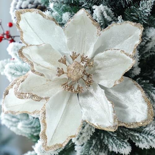 8 Pcs Large Christmas Flower Magnolia Flowers Christmas Tree Deco...