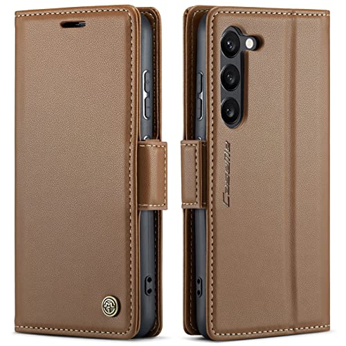 Coque Samsung S24 Plus marron anti-piratage RFID étui portefeuille de sécurité