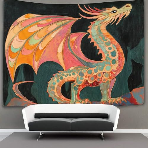 Tapisserie dragon kaiyun 3D pour habiller un grand mur blanc de chambre facilement