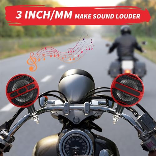 Parlante para Manillar de Moto 12V Rojo Negro miniatura 5