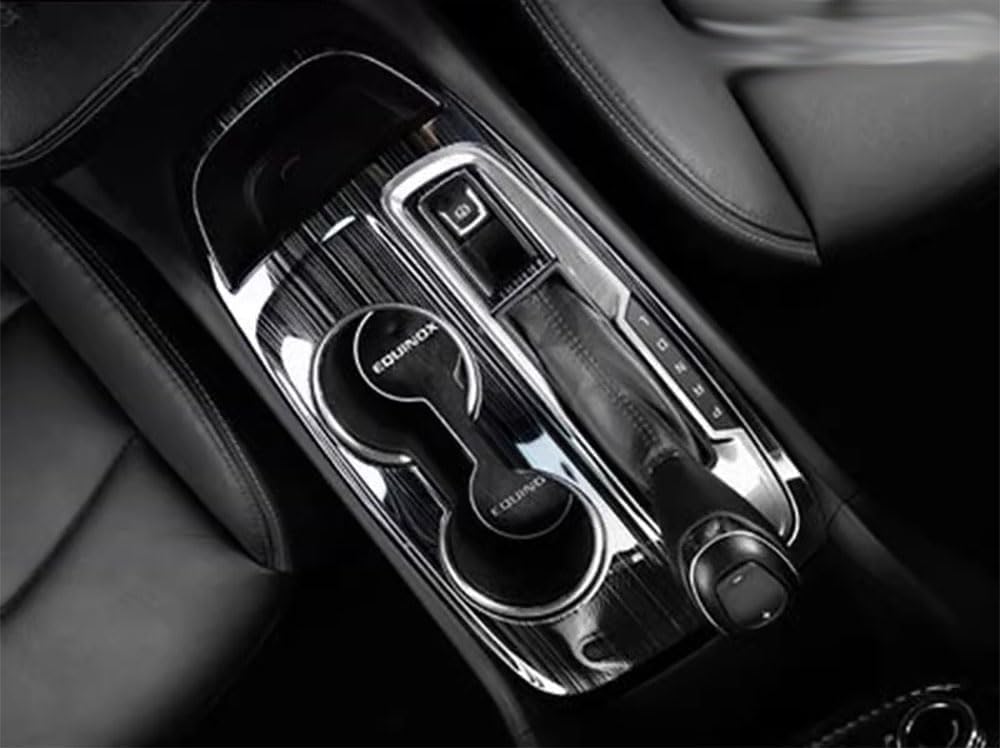 Car Accessories Fit for Chevrolet Equinox 2018-2023 Stainless Steel Blue Titanium Interior Console Gear Shift Box Frame Cover Trim 1PC Set（Black Titanium Wire Drawing）