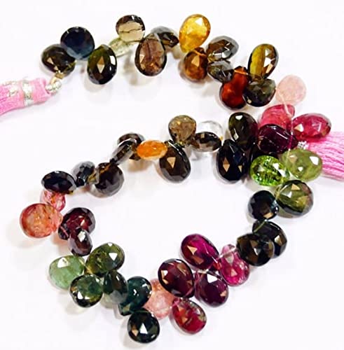 Tourmaline briolette facettée haut de gamme en pierres naturelles de 7x11mm pour joaillerie fine