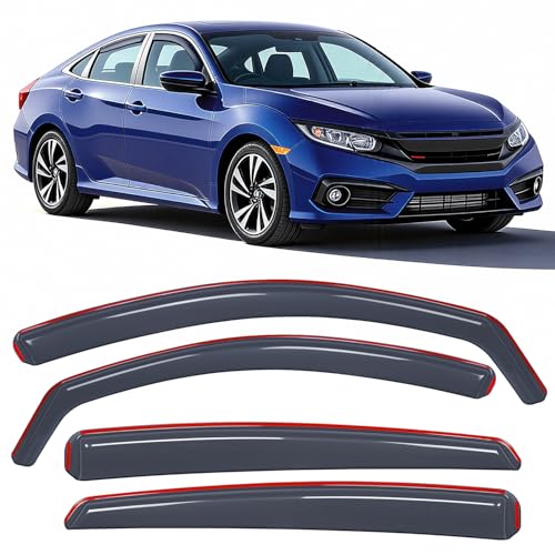 Nilight in-Channel Window Deflectors for Honda Civic Sedan 2016-2021 4 Door, Not Fit 5 Door...