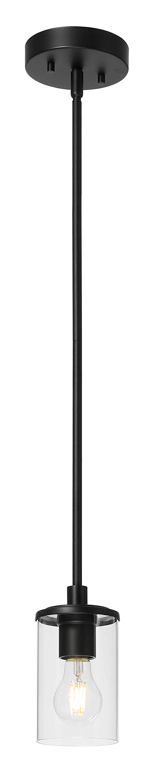 XiNBEi Lighting Mini Pendant Light 1 Light Kitchen Pendant Lights with Glass, Modern Black Adjustable Hanging Ceiling Lighting XB-P1240-MB