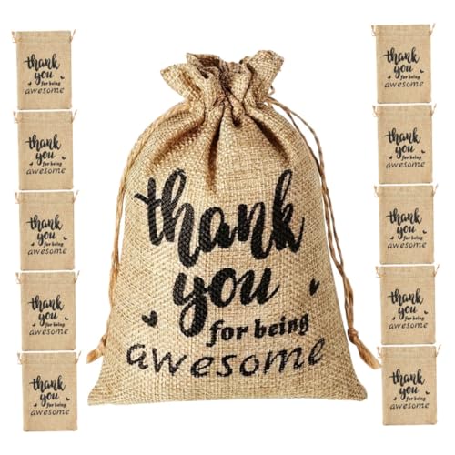 SHERCHPRY 20 Bolsas De Bolsas Para Refrigerios Pequeñas Bolsas De Arpillera &Quot;Gracias Por Ser Increíble&Quot; Bolsas De Yute Para Dulces Pequeñas Bolsas Con Cordón Bolsas