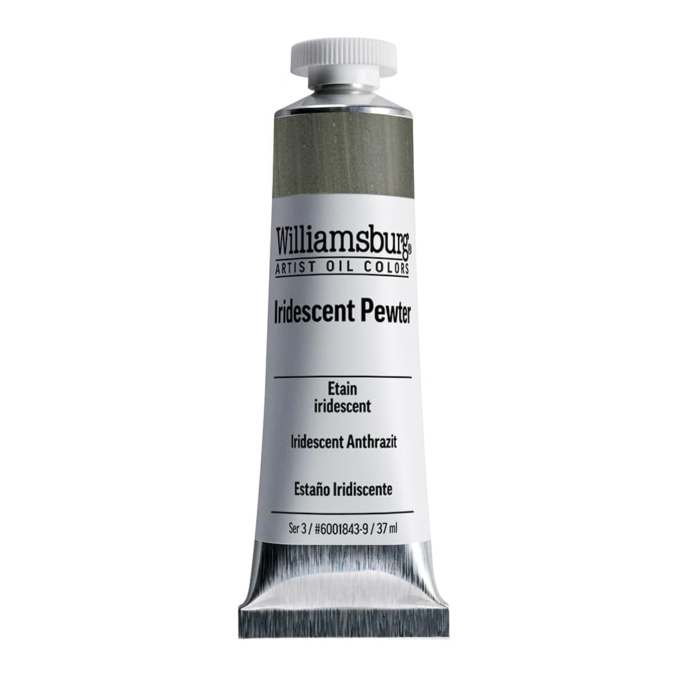 Williamsburg Artist Oil Colors by GOLDEN, Iridescent Pewter, 37 ml tube, Professional Oil Paint, Semi-Opaque