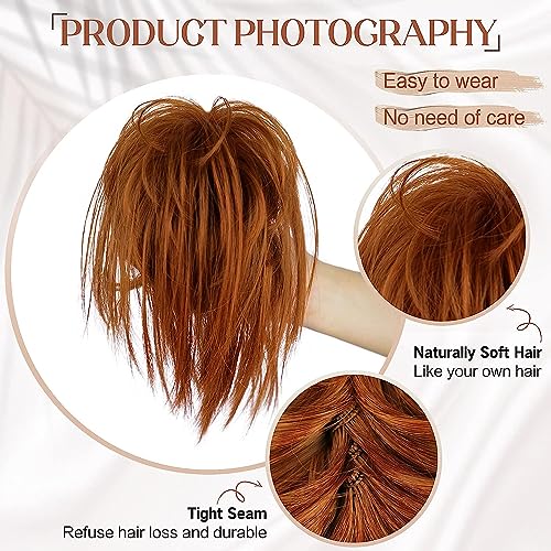 Copper Red Messy Bun Hair Extensions - Image 2