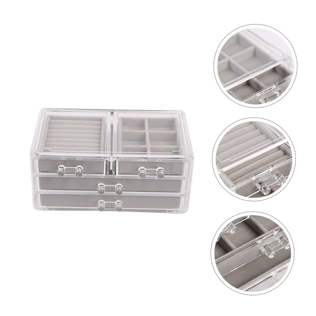 DOITOOL Organizer Trucchi e Gioielli in Plastica, Scatola 3 Livelli e 4 Cassetti, Grande Capacità, la Scrivania la Camera da Letto