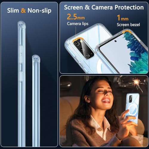 Image of JGD PRODUCTS Magnetic Case for Samsung Galaxy S20 5G Compatible with MagSafe, Shockproof Phone Bumper Cover, Anti-Scratch Clear Back (Clear)