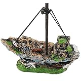 Refugio para Peces de Acuario Barco Barco de Tortugas Peces de Acuario Barco de Acuario Decoraciones del Tanque de Pescados Barco para Ocultar Peces y Camarones Tamaño Pequeño Mediano