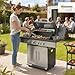 Outsunny 4+1 Burner Gas BBQ Grill, Portable Gas Barbecue Grill with Side Burner, Warming Rack, Side Shelf, Storage Cabinet, Thermometer, 4 Wheels, Tank Holder for Garden Party Outdoor Cooking